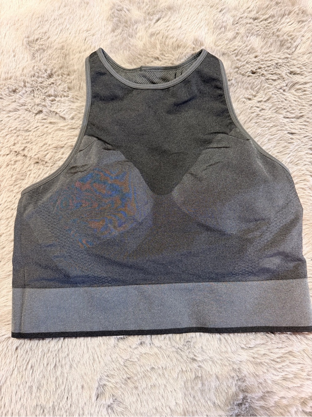 Lululemon Ebb To Train Bra High Neck Seamless Mesh Racerback Graphite Grey 8